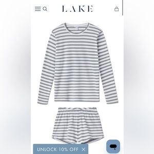 LAKE Pima Long-Short Weekend Set in Conifer Stripe